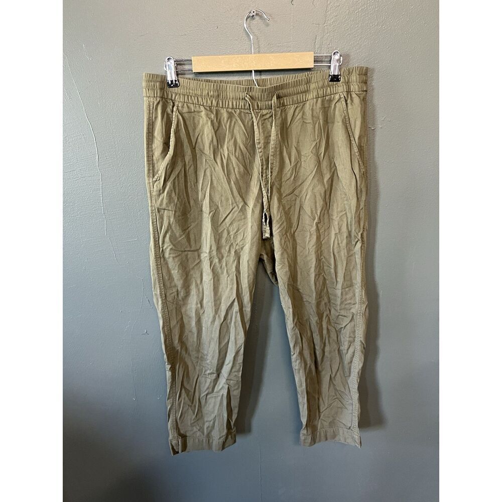 Gap Easy Pant Womens Green Cropped Pants Size Large w/ Drawstring